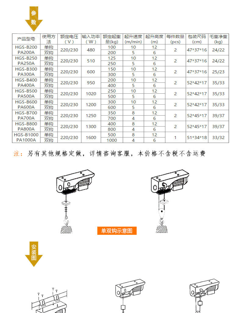 PA系列微型電動葫蘆室內小吊機專用