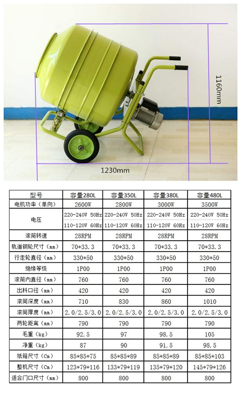 小型水泥攪拌機(jī)尺寸參數(shù)--河北東圣吊索具制造有限公司--小型攪拌機(jī)|石材夾具|液壓堆高車|手動(dòng)叉車